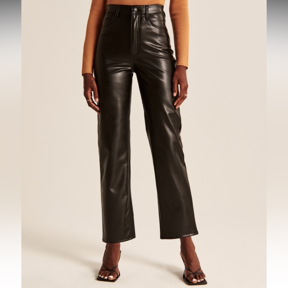 Abercrombie vegan leather ankle straight pants